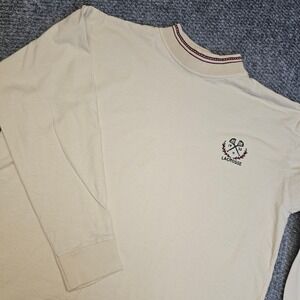 Vintage Lacoste Long Sleeve Crewneck Shirt Mens L Cream Embroidered Lacrosse USA